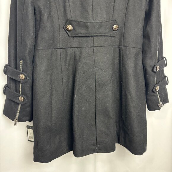 Guess M Black Wool Blend Coat Button Zip Sleeve Pocket Floral Lining Collar NWT - Picture 9 of 10